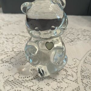 Fenton Crystal Bear Figurine with Heart Accent